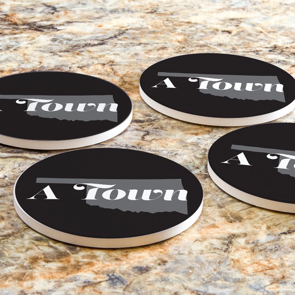 Minimalistic B&W Ardmore Ok A Town Black | Absorbent Coasters | Set of 4 | Min 2