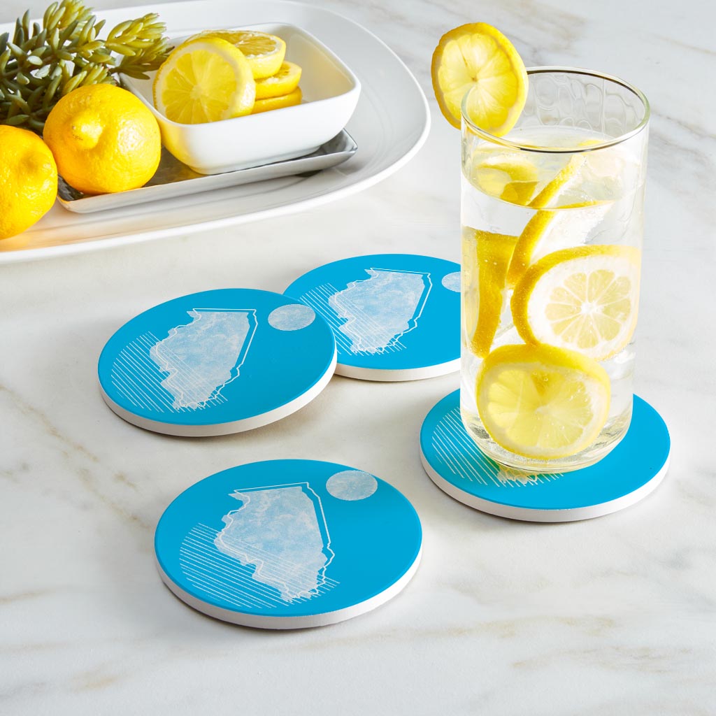 Bright Modern Geometric On Blue Georgia | Absorbent Coasters | Set of 4 | Min 2