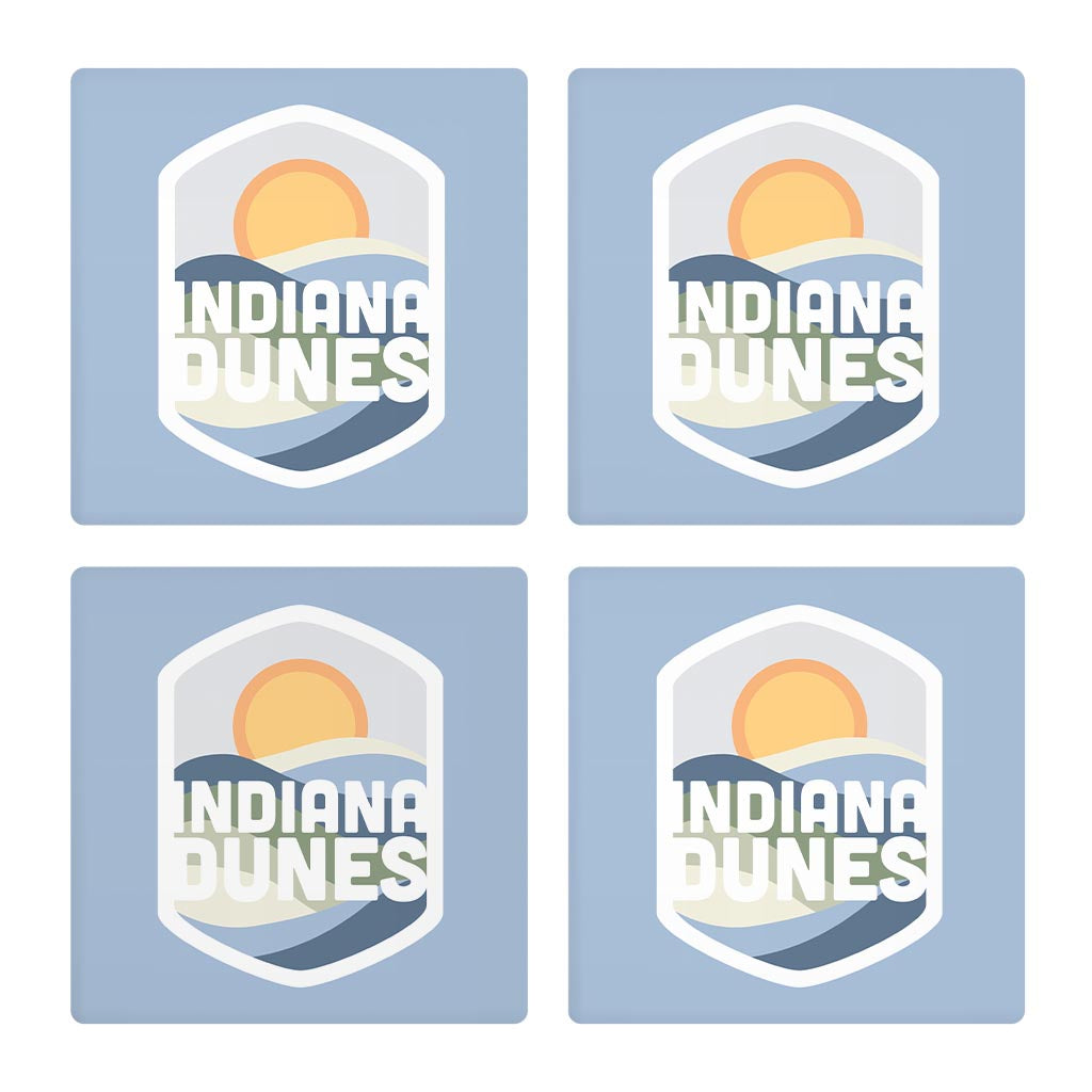 Indiana Dunes Light Blue Badge| Absorbent Coasters | Set of 4 | Min 2