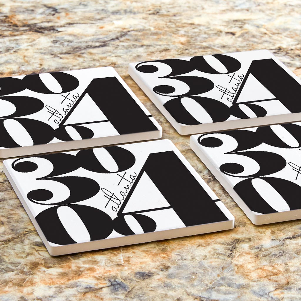 Black And White Zip Block Georgia Atlanta | Absorbent Coasters | Set of 4 | Min 2