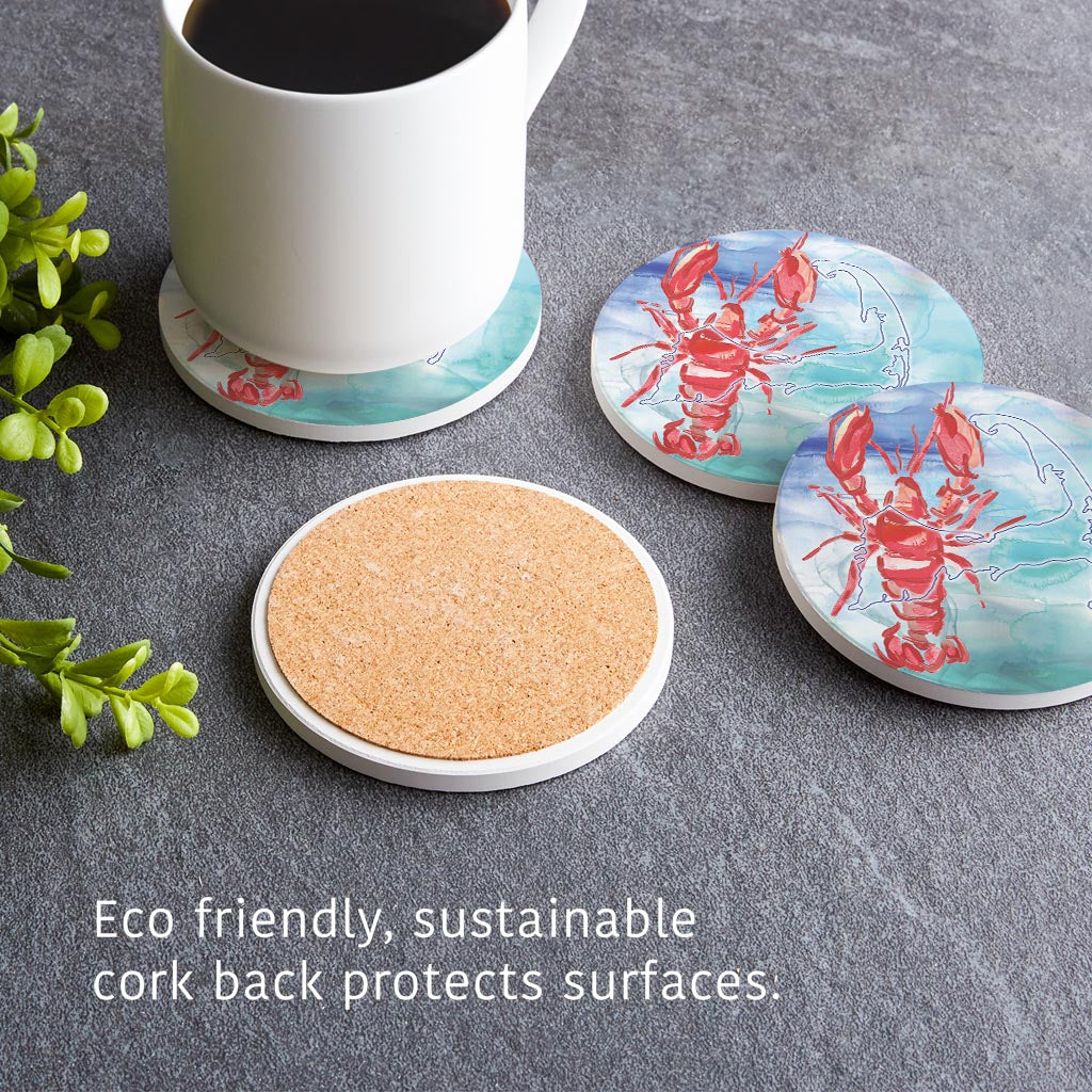 Watercolor Lobster | Absorbent Coasters | Set of 4 | Min 2