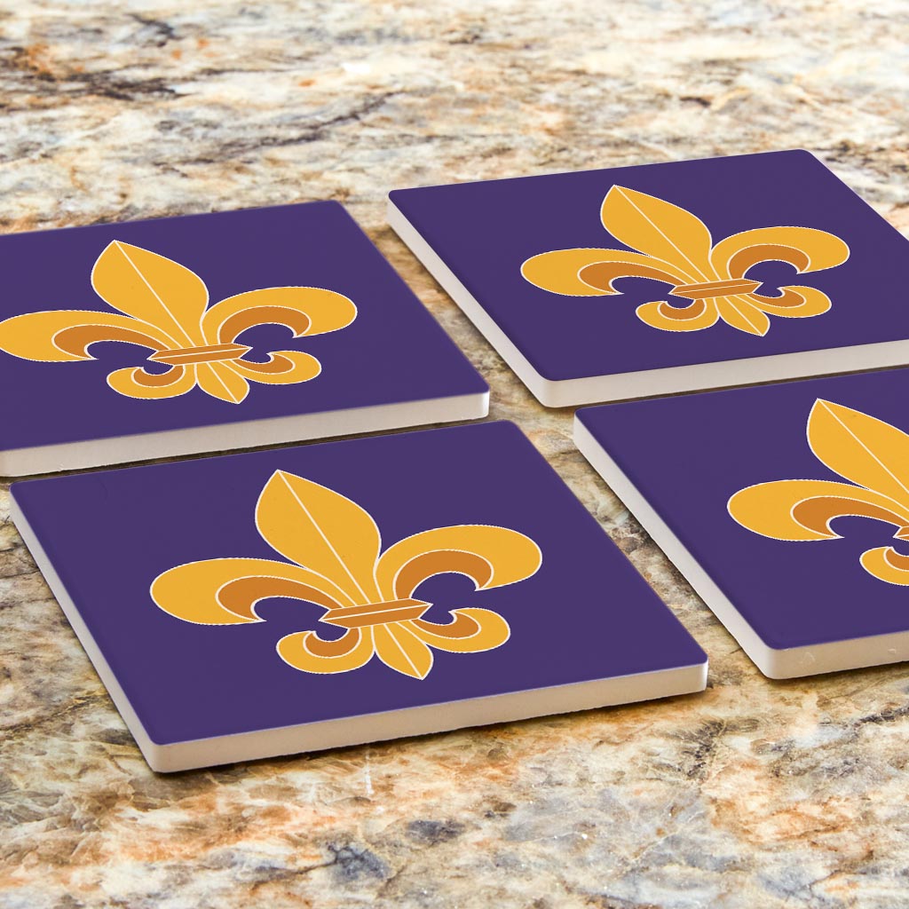 Purple Gold Louisiana Fleur De Lis | Absorbent Coasters | Set of 4 | Min 2