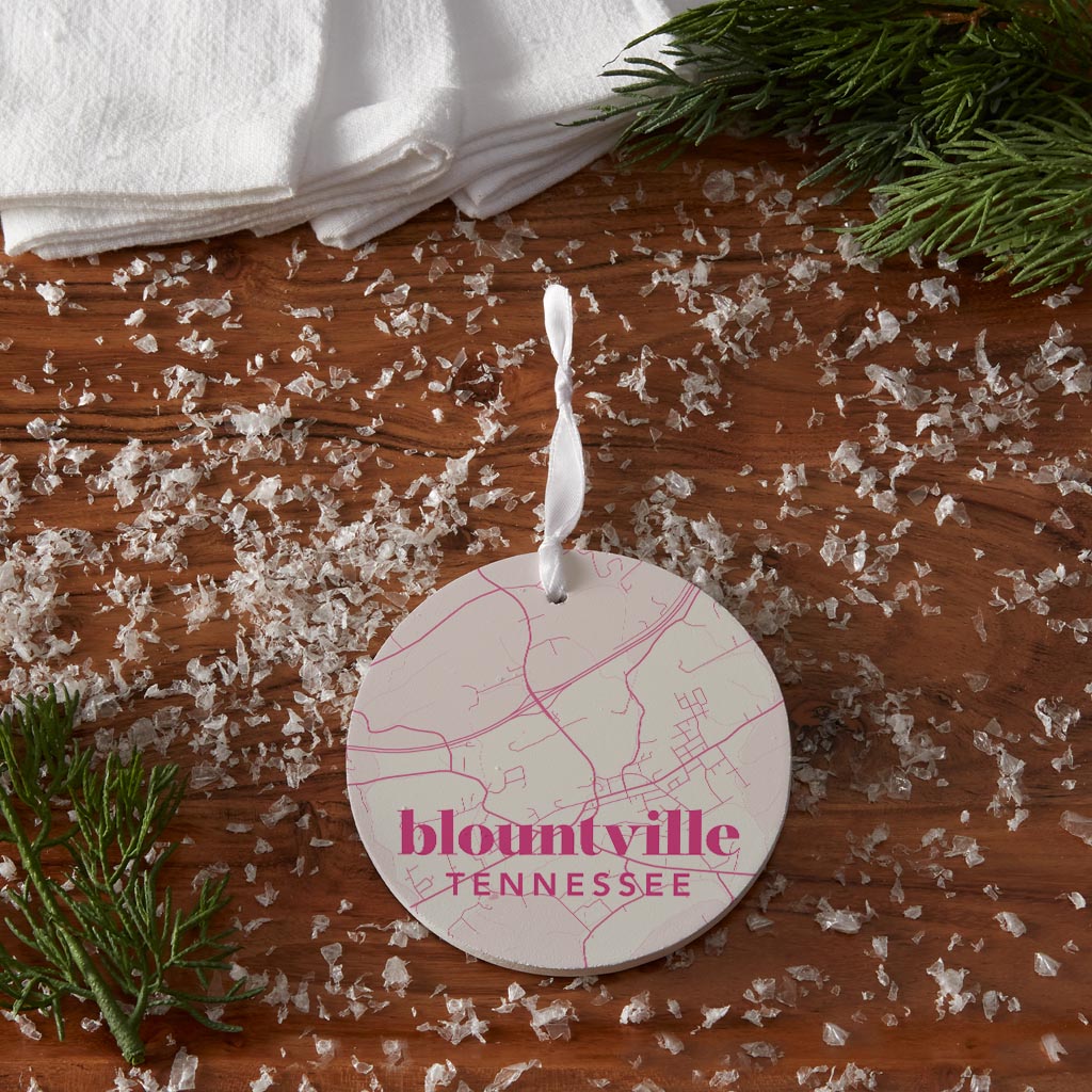 Bright Modern Pink Map Tennessee Blountville| Wood Ornament | Eaches | Min 6