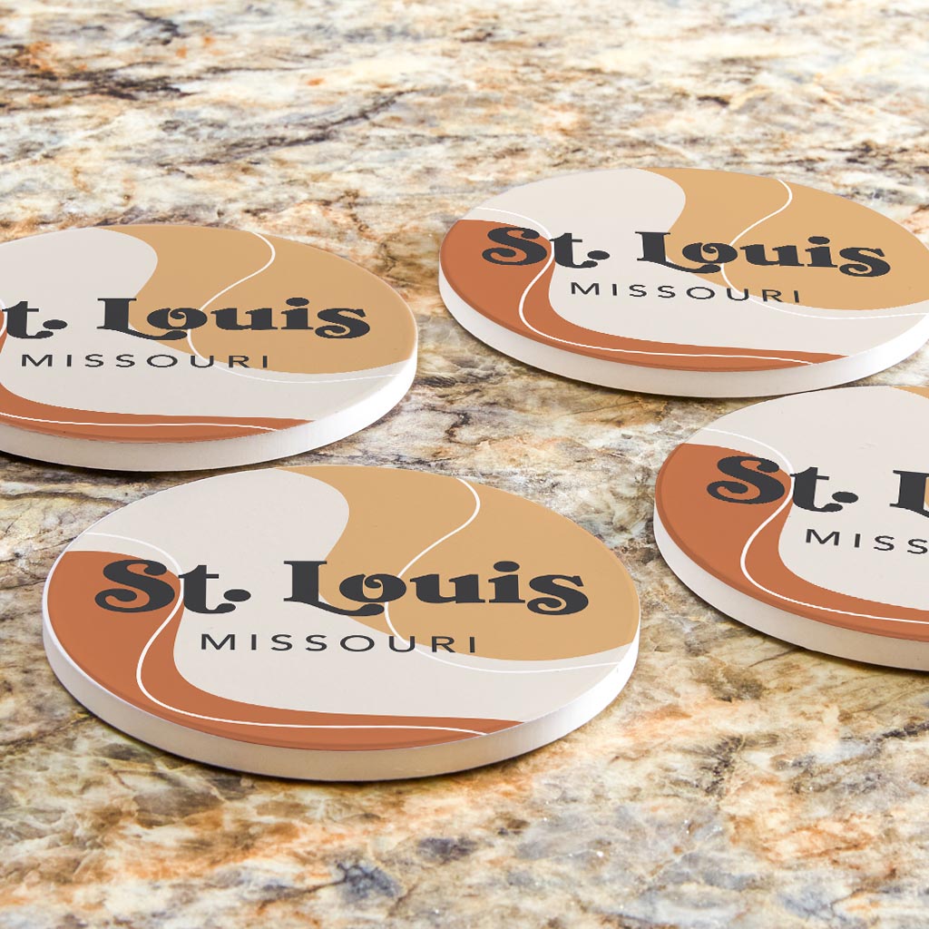 Vintage Groove Fluid Orange Missouri St Louis| Absorbent Coasters | Set of 4 | Min 2