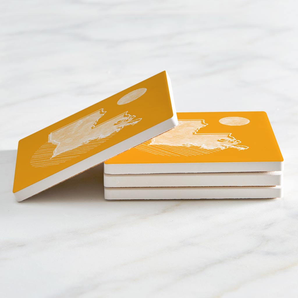 Bright Modern Geometric On Orange Louisiana | Absorbent Coasters | Set of 4 | Min 2