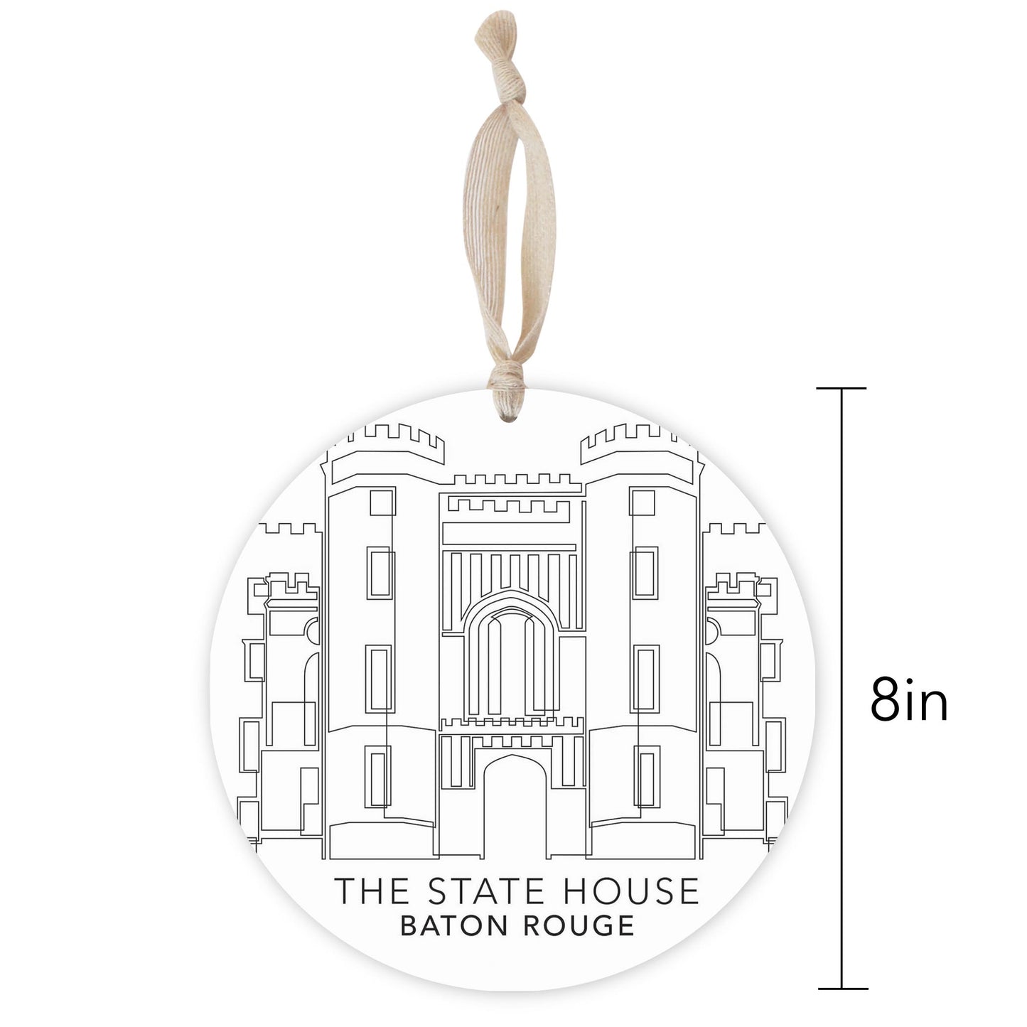 Minimalistic Baton Rouge State House | Wood Ornament | Eaches | Min 1