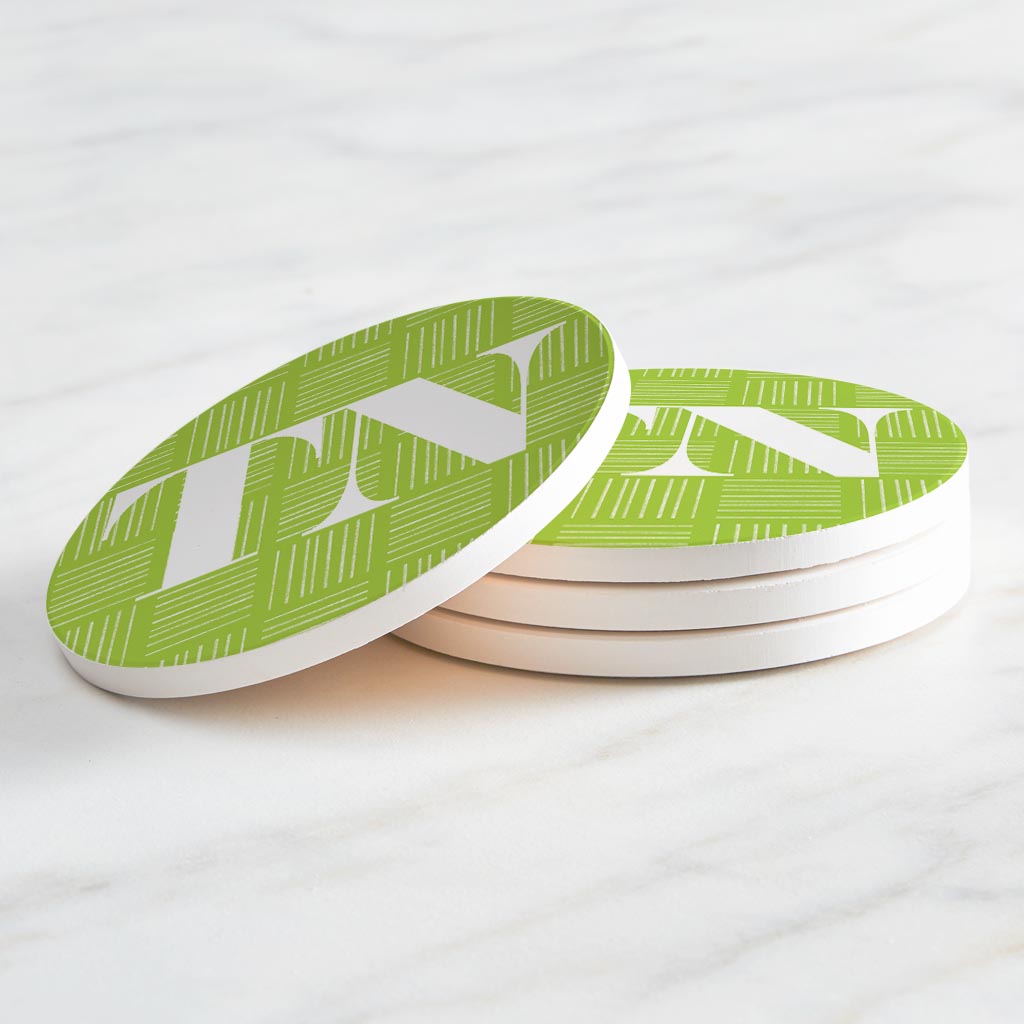 Bright Modern Abbreviated On Green Tennessee | Absorbent Coasters | Set of 4 | Min 2