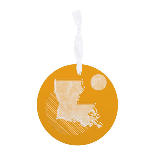 Bright Modern Geometric On Orange Louisiana | Wood Ornament | Eaches | Min 6