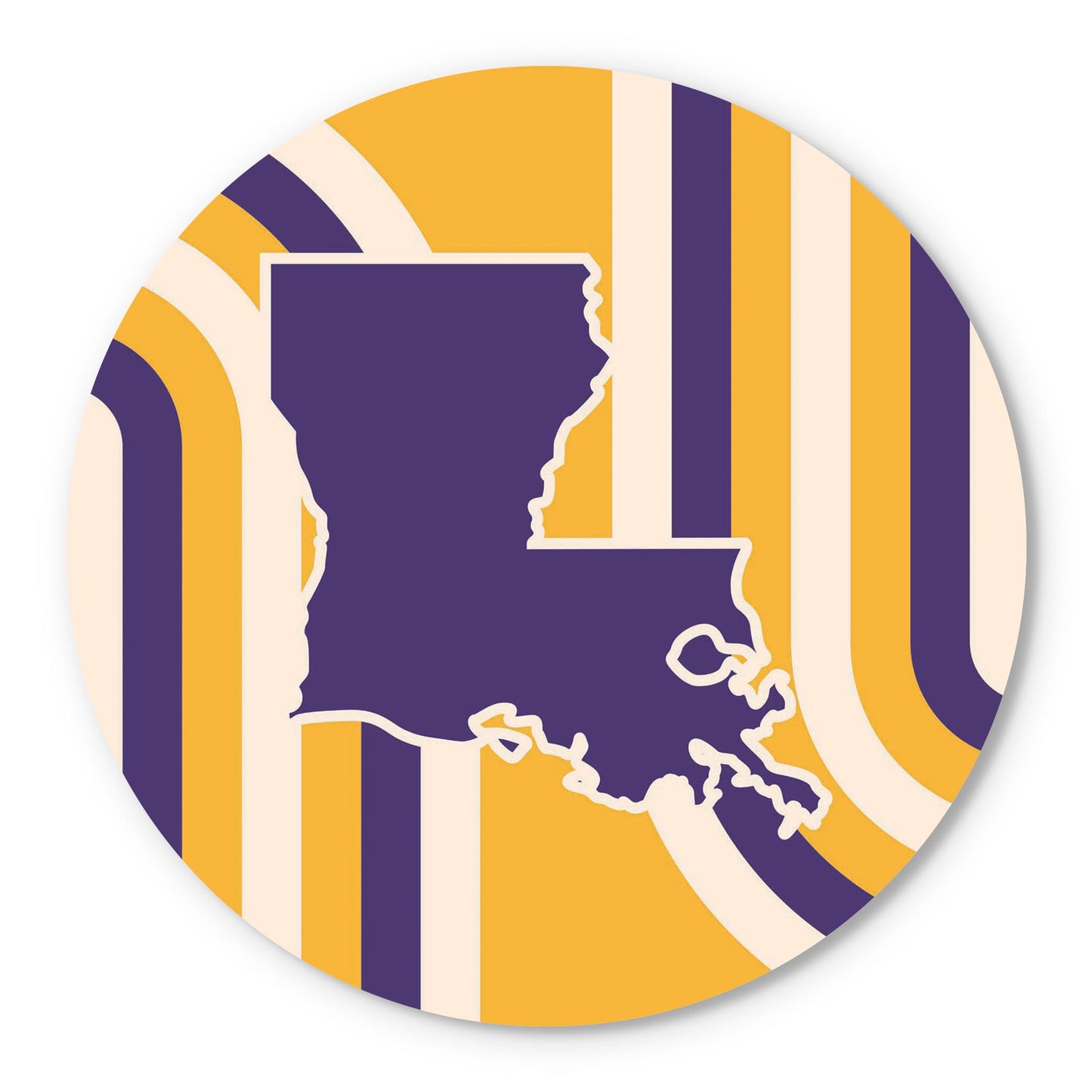 Purple Gold Louisiana Retro State Shape | Wood Sign | Eaches | Min 1