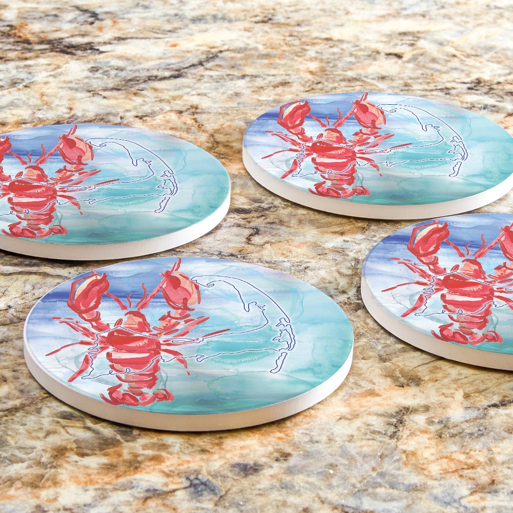 Watercolor Lobster | Absorbent Coasters | Set of 4 | Min 2