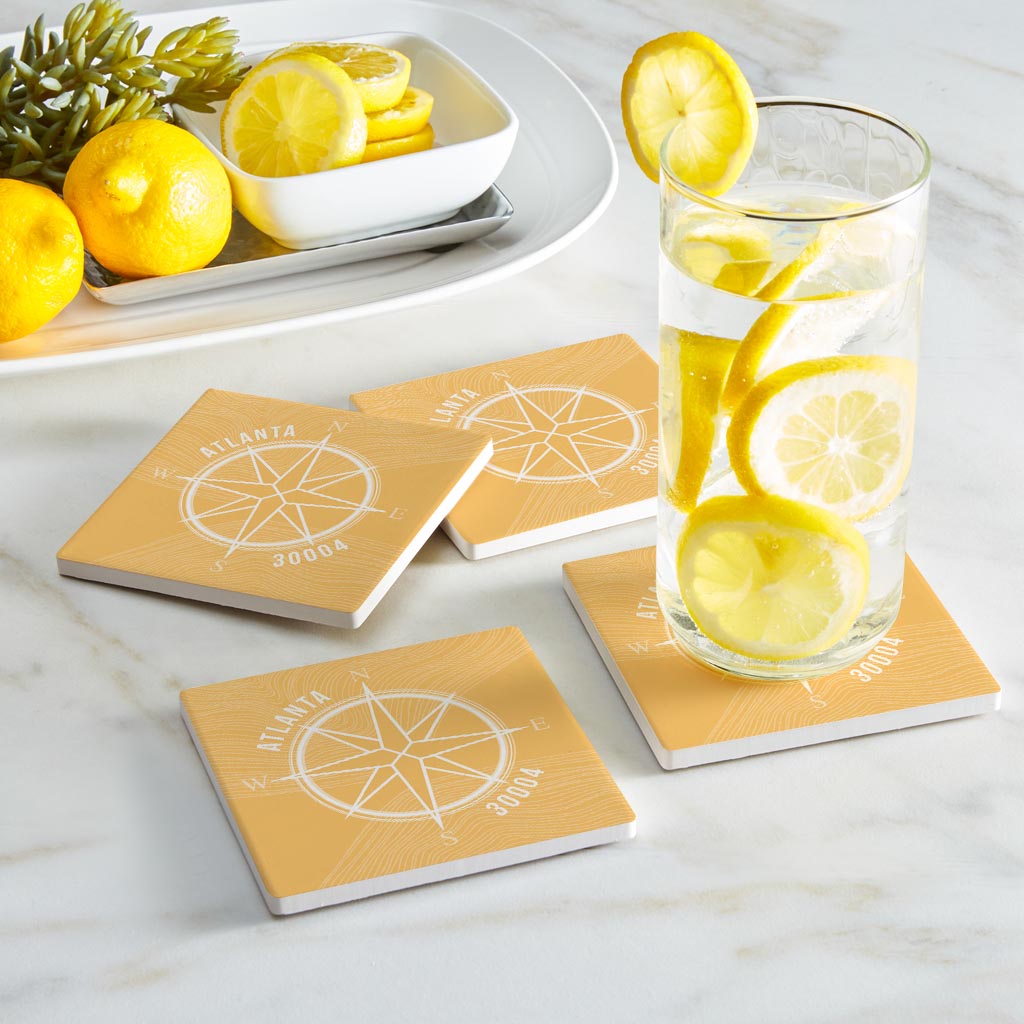 Boho Color Compass Zip On Yellow Georgia Atlanta | Absorbent Coasters | Set of 4 | Min 2