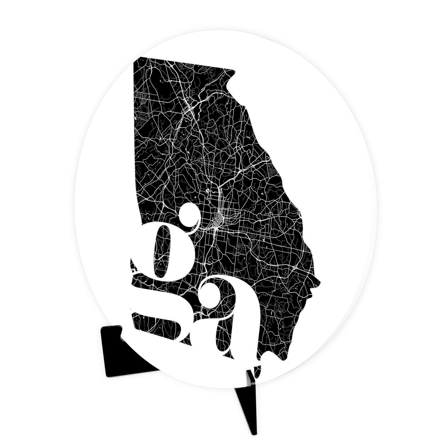 Black And White Abbreviated State Map White Georgia | Wood Sign | Eaches | Min 1