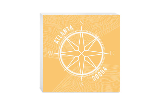 Boho Color Compass Zip On Yellow Georgia Atlanta | Wood Block | Eaches | Min 2