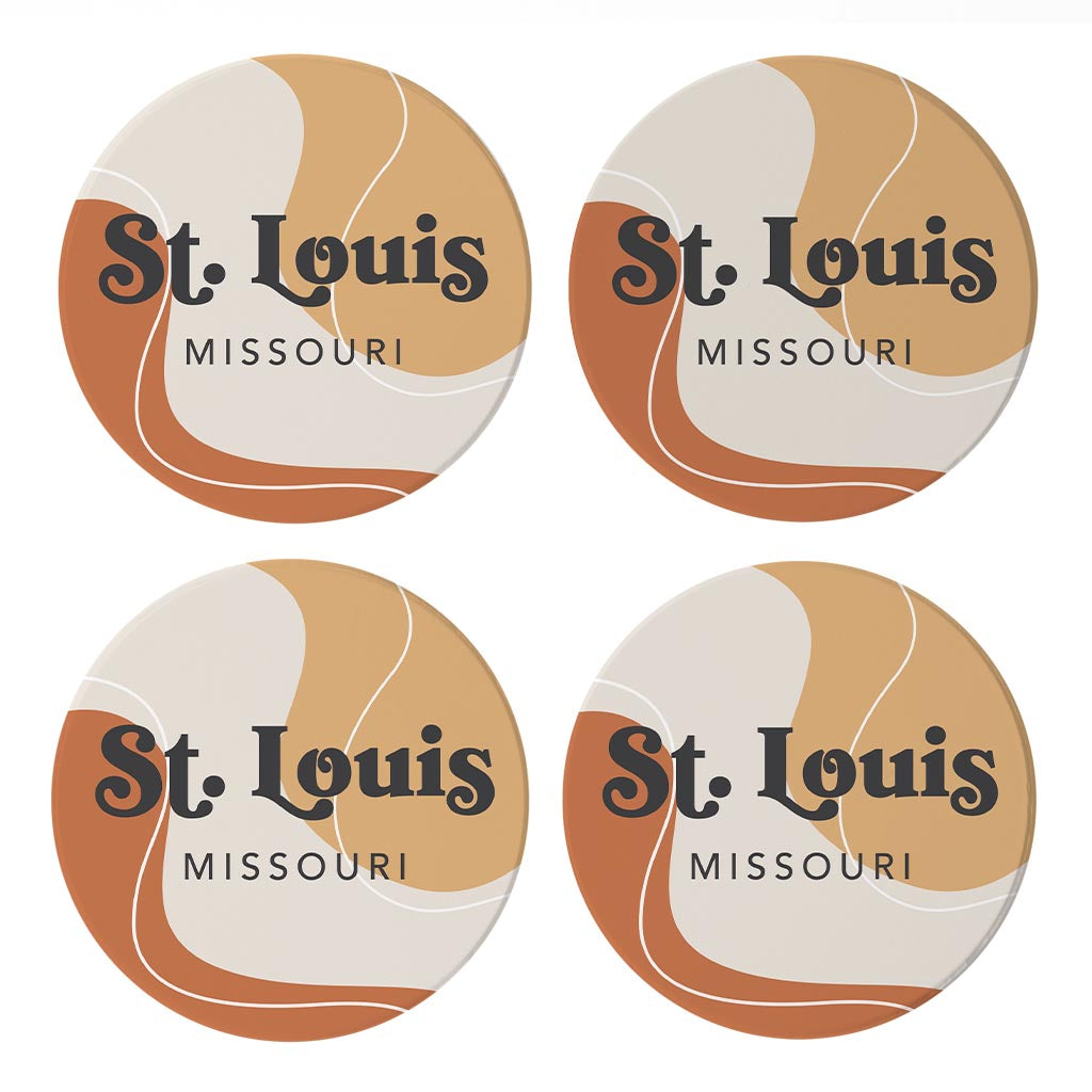 Vintage Groove Fluid Orange Missouri St Louis| Absorbent Coasters | Set of 4 | Min 2