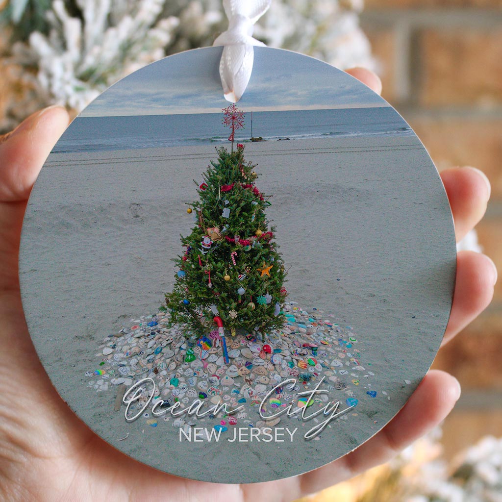 OCNJ North St Christmas Tree Ornament | Wood Ornament | Eaches | Min 6