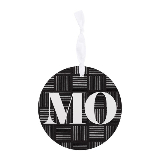 Black And White Abbreviated On Black Missouri | Wood Ornament | Eaches | Min 6