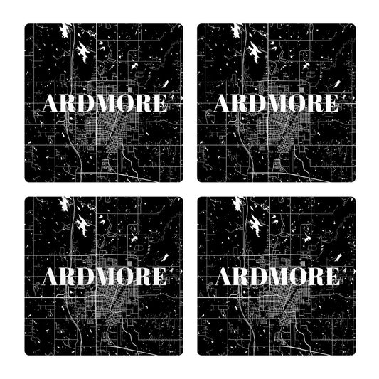 Minimalistic B&W Ardmore Ok Map| Absorbent Coasters | Set of 4 | Min 2