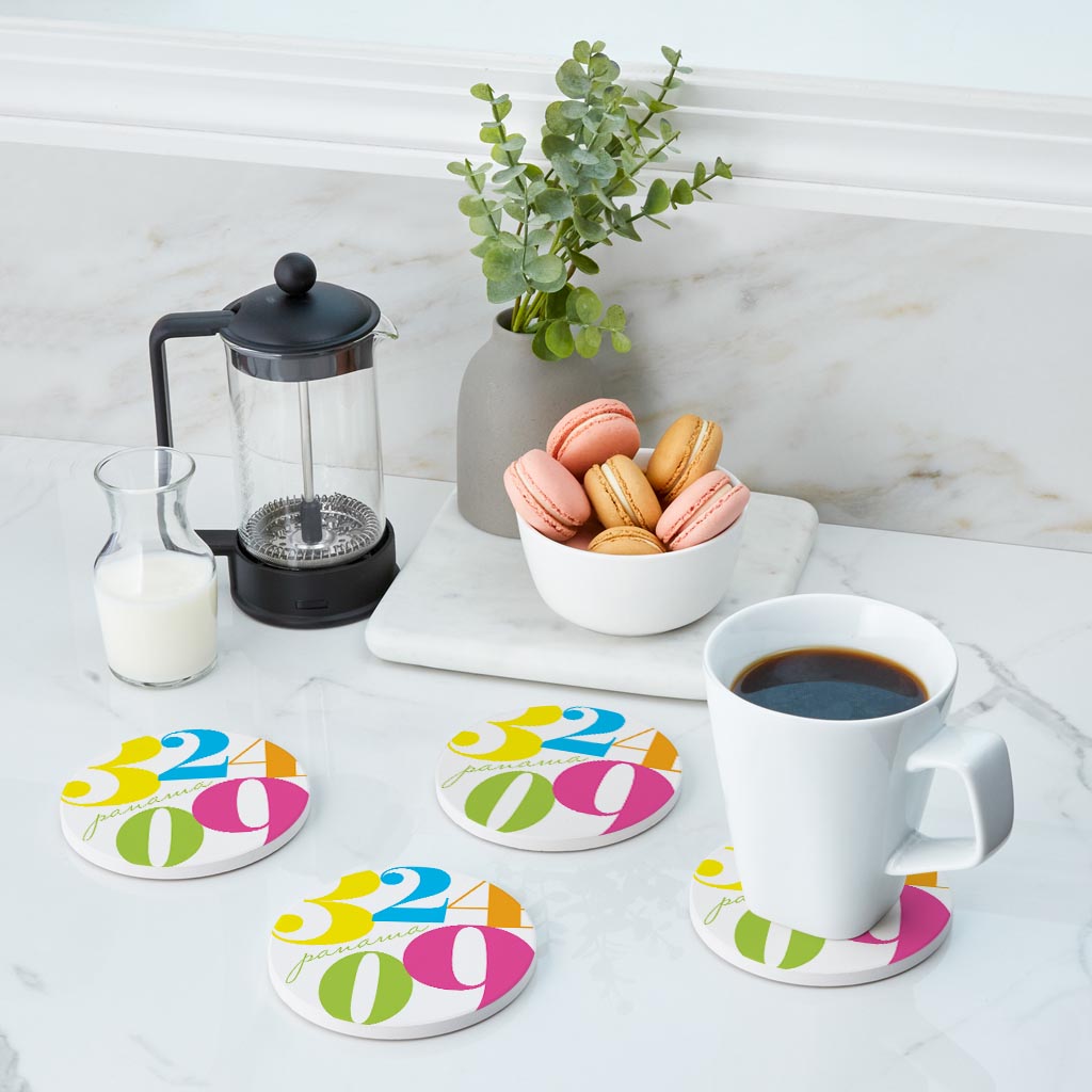 Bright Modern Color Block City Zip Florida Panama | Absorbent Coasters | Set of 4 | Min 2