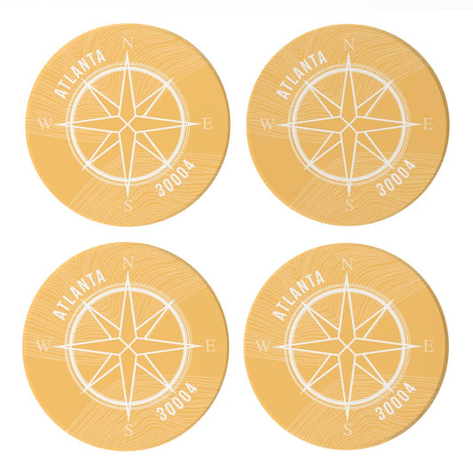 Boho Color Compass Zip On Yellow Georgia Atlanta | Absorbent Coasters | Set of 4 | Min 2