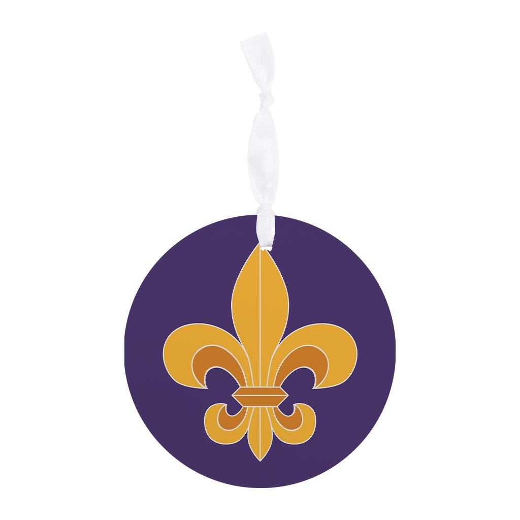 Purple Gold Louisiana Fleur De Lis | Wood Ornament | Eaches | Min 6