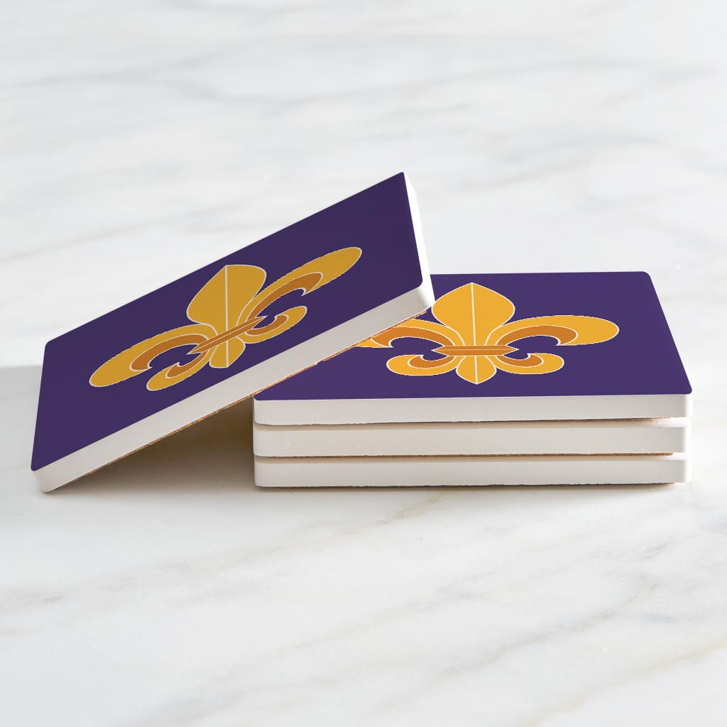 Purple Gold Louisiana Fleur De Lis | Absorbent Coasters | Set of 4 | Min 2