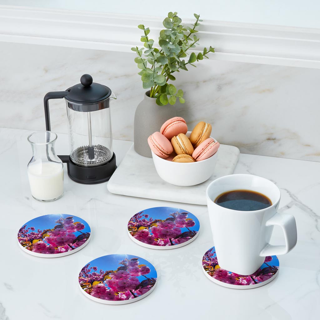 Monokian Cherry Blossoms | Absorbent Coasters | Set of 4 | Min 2