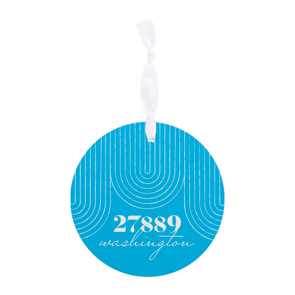 Bright Modern City Zip On Teal North Carolina Washington | Wood Ornament | Eaches | Min 6