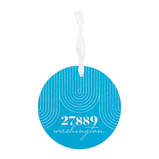 Bright Modern City Zip On Teal North Carolina Washington | Wood Ornament | Eaches | Min 6