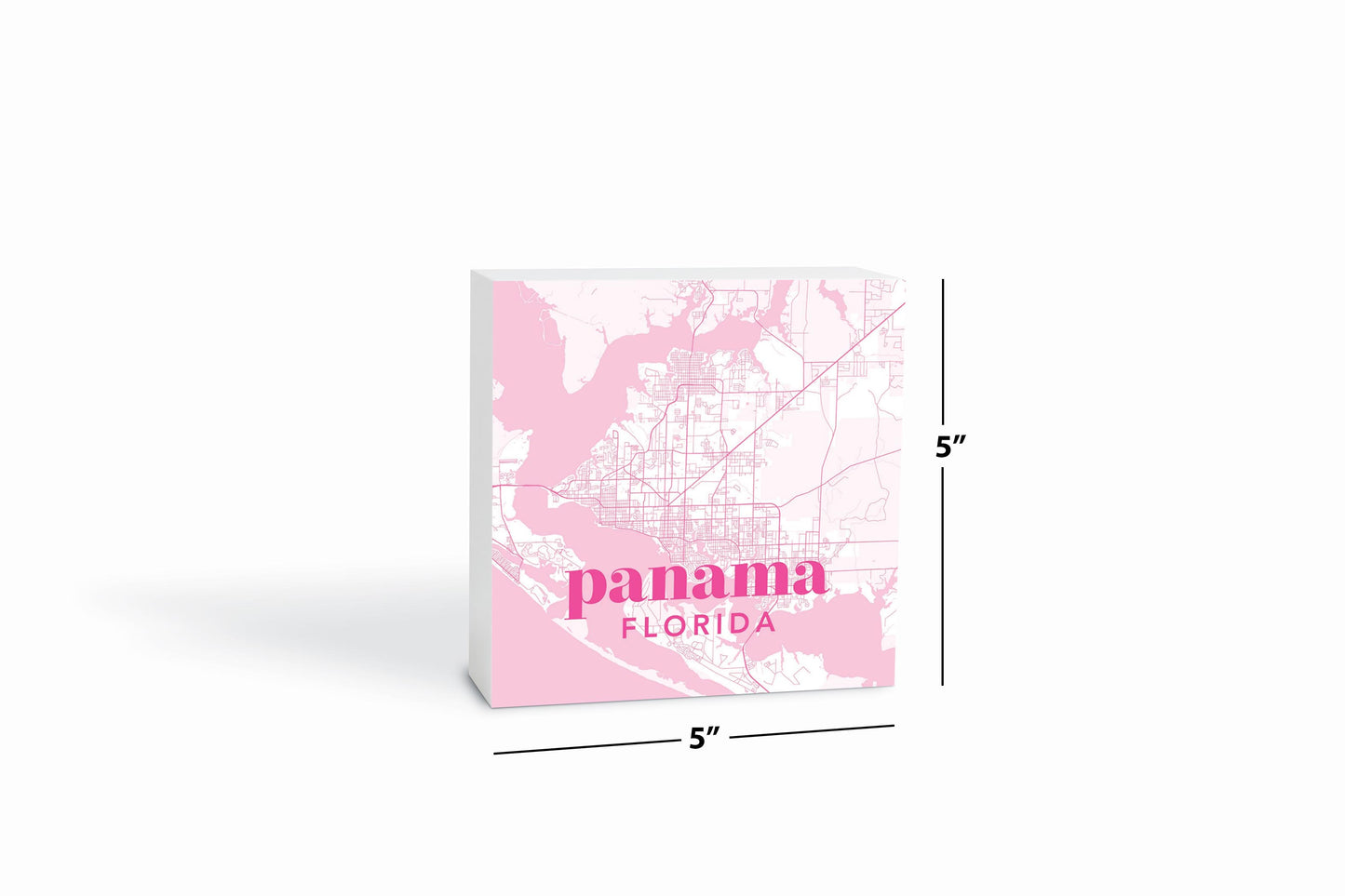 Bright Modern Pink Map Florida Panama | Wood Block | Eaches | Min 4