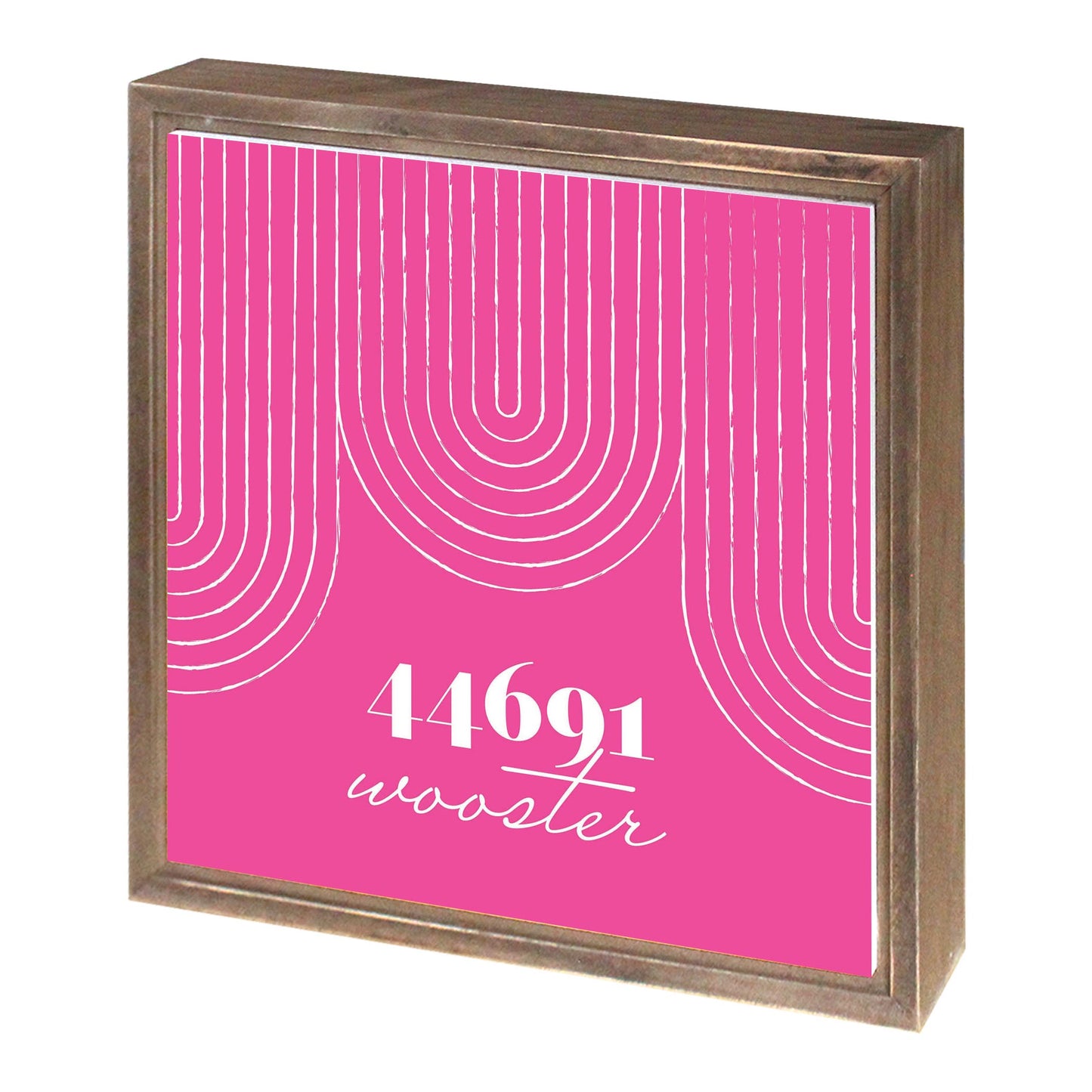 Bright Modern City Zip On Pink Ohio Wooster | Wood Sign | Eaches | Min 1