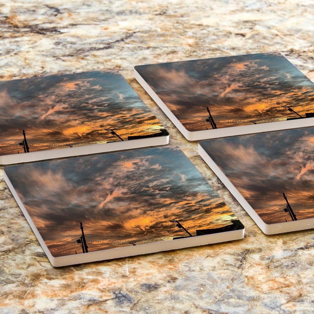 Monokian Ocean City Sky | Absorbent Coasters | Set of 4 | Min 2