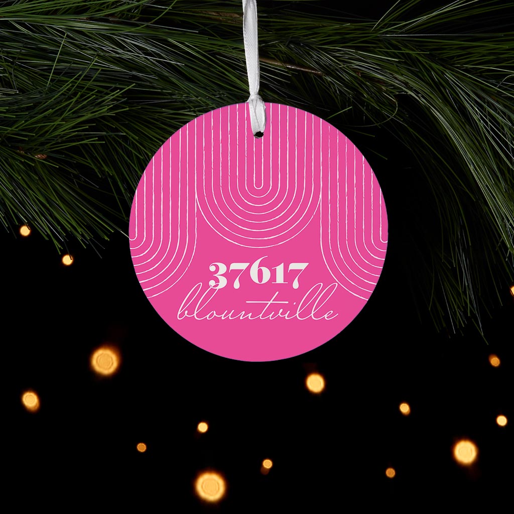 Bright Modern City Zip On Pink Tennessee Blountville | Wood Ornament | Eaches | Min 6