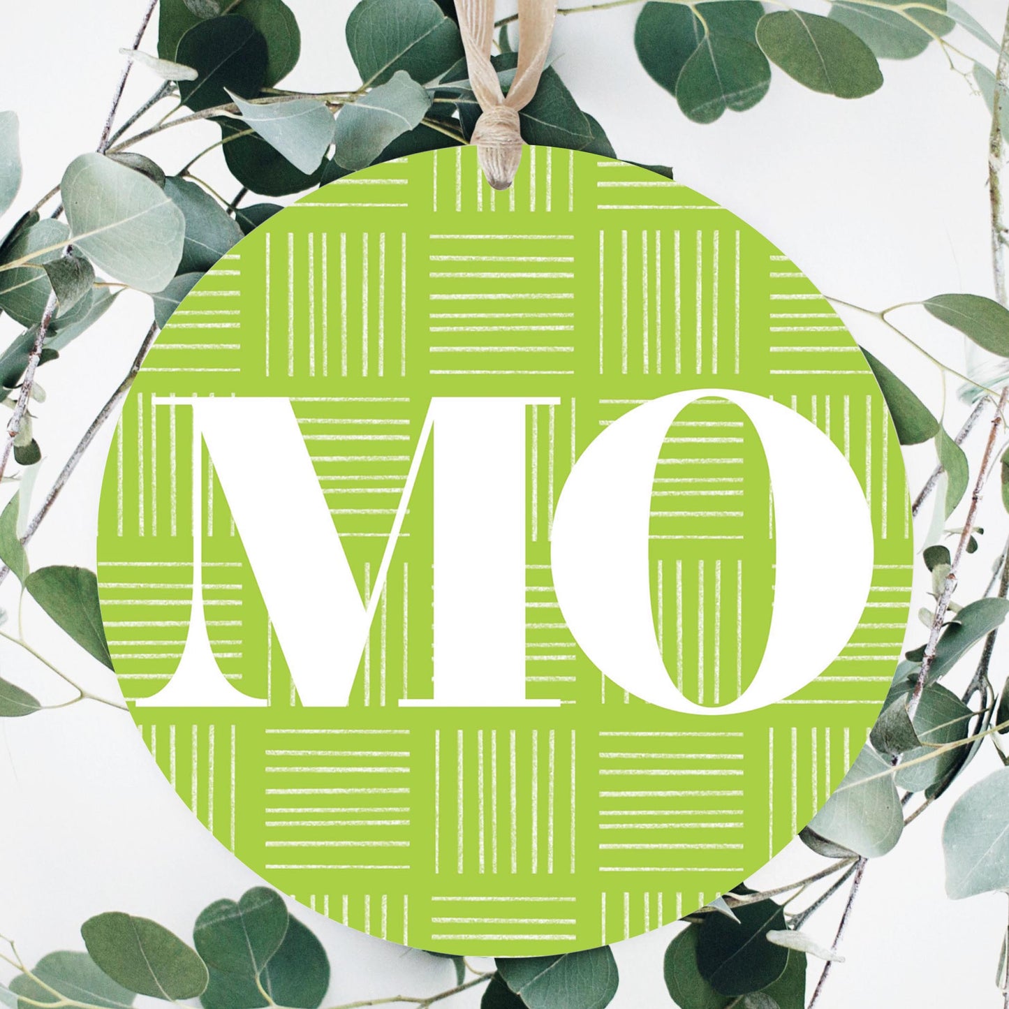 Bright Modern Abbreviated On Green Missouri | Wood Ornament | Eaches | Min 1