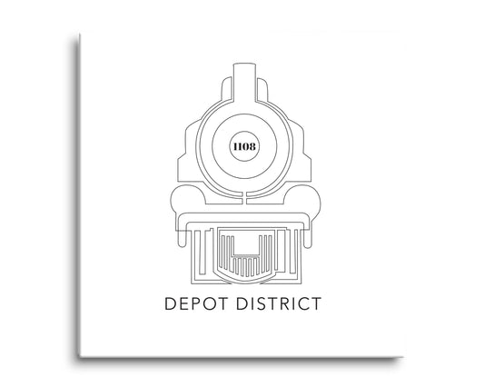 Minimalistic B&W Ardmore Ok Depot District | Hi-Def Glass Art | Eaches | Min 2