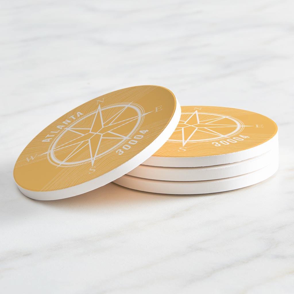 Boho Color Compass Zip On Yellow Georgia Atlanta | Absorbent Coasters | Set of 4 | Min 2