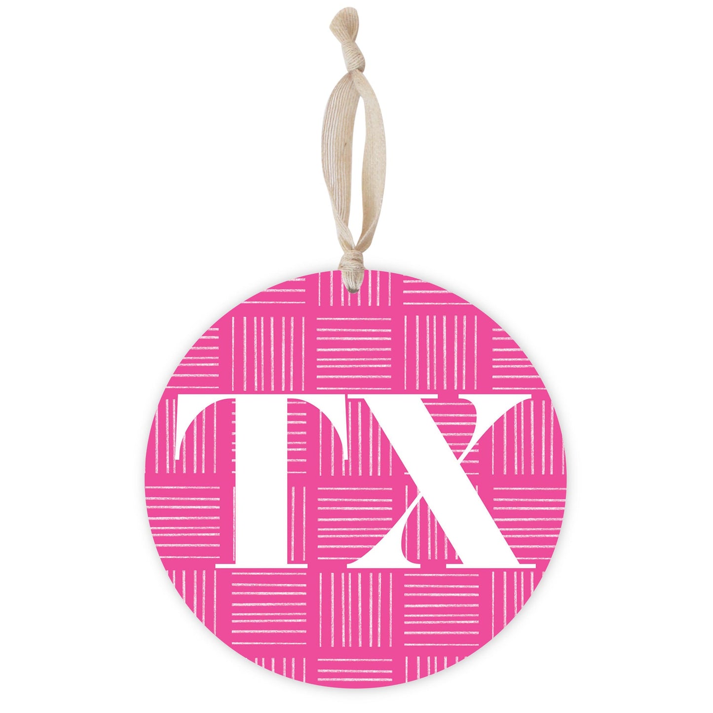 Bright Modern Abbreviated On Pink Texas | Wood Ornament | Eaches | Min 1