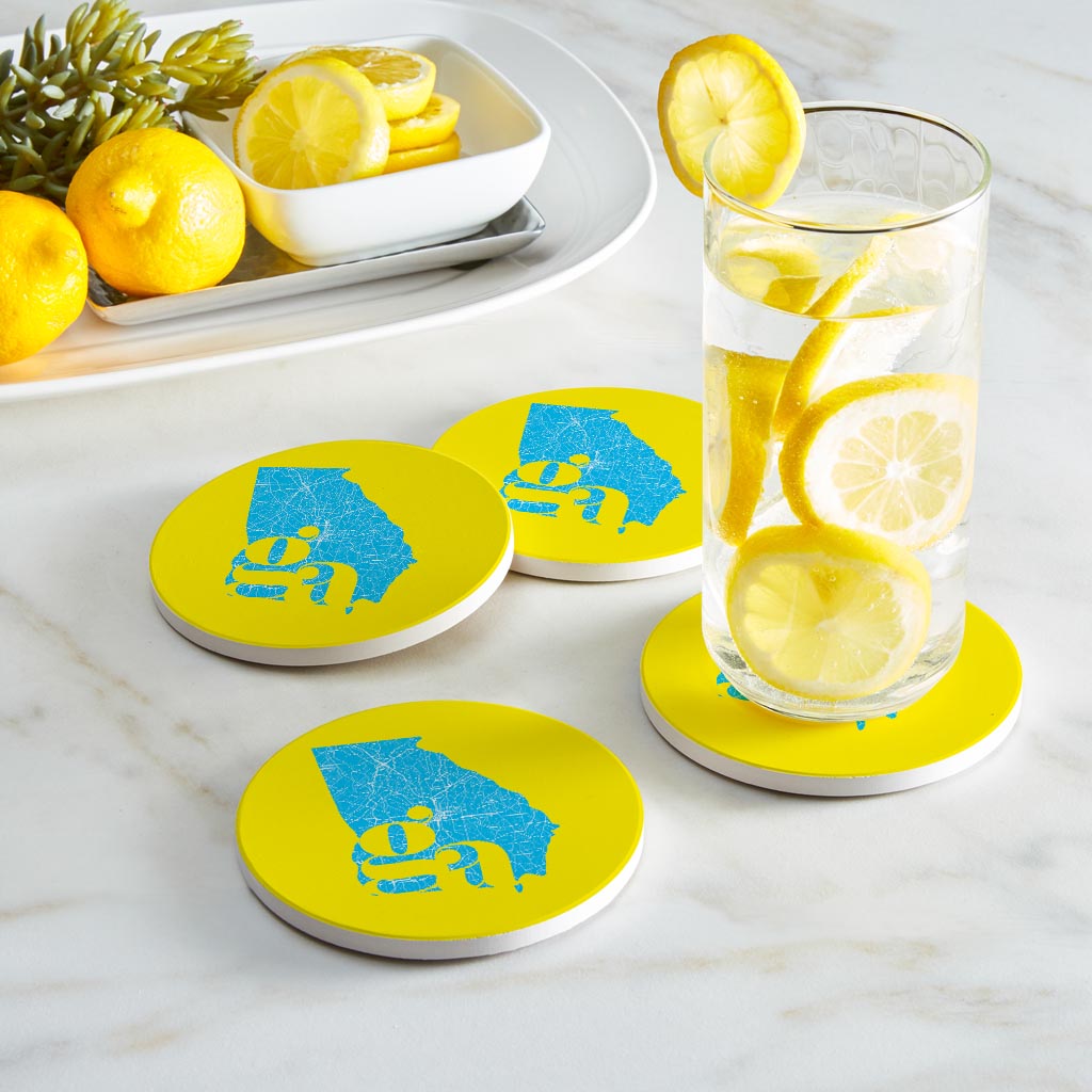 Bright Modern Abbreviated State Yellow Georgia| Absorbent Coasters | Set of 4 | Min 2