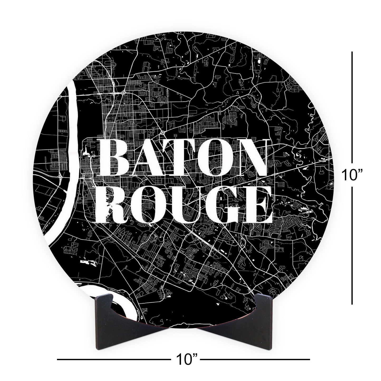 Minimalistic Baton Rouge Black Map | Wood Sign | Eaches | Min 1