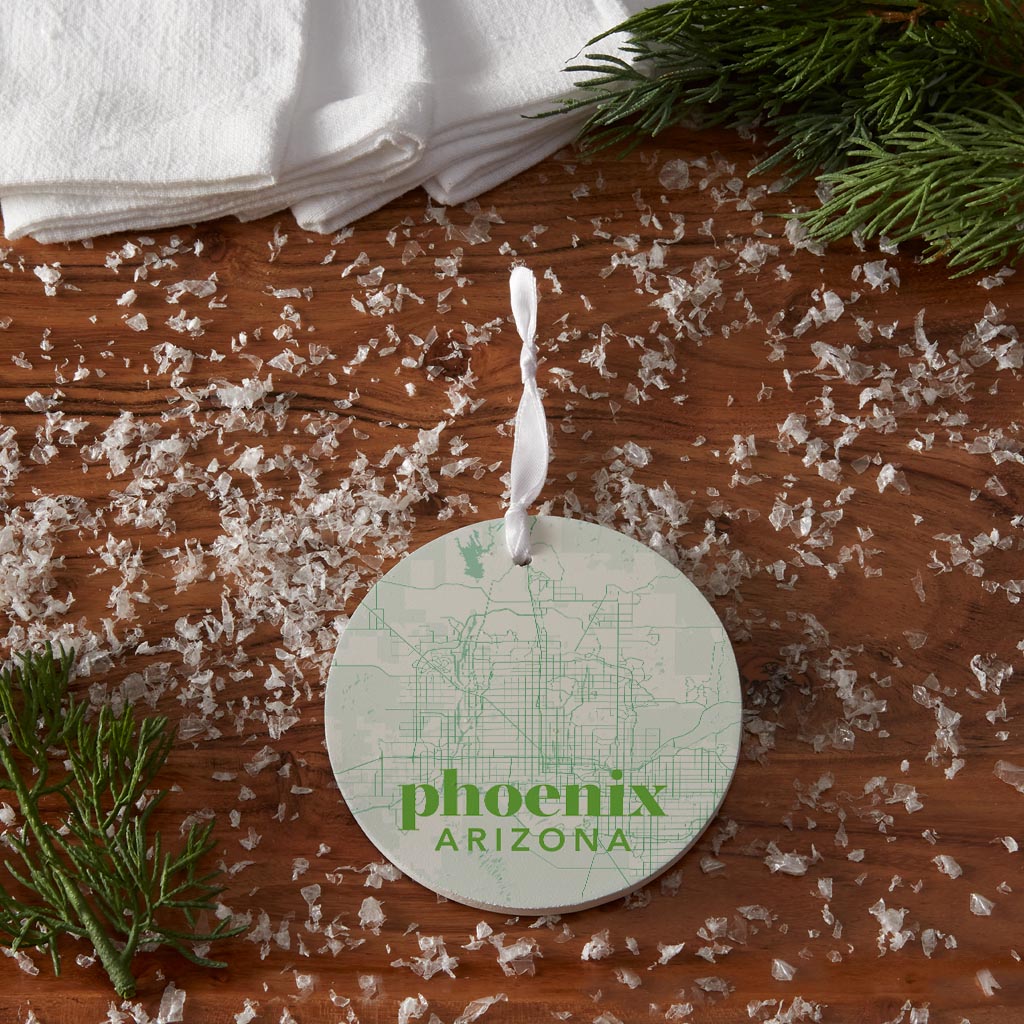 Bright Modern Green Map Arizona Phoenix | Wood Ornament | Eaches | Min 6