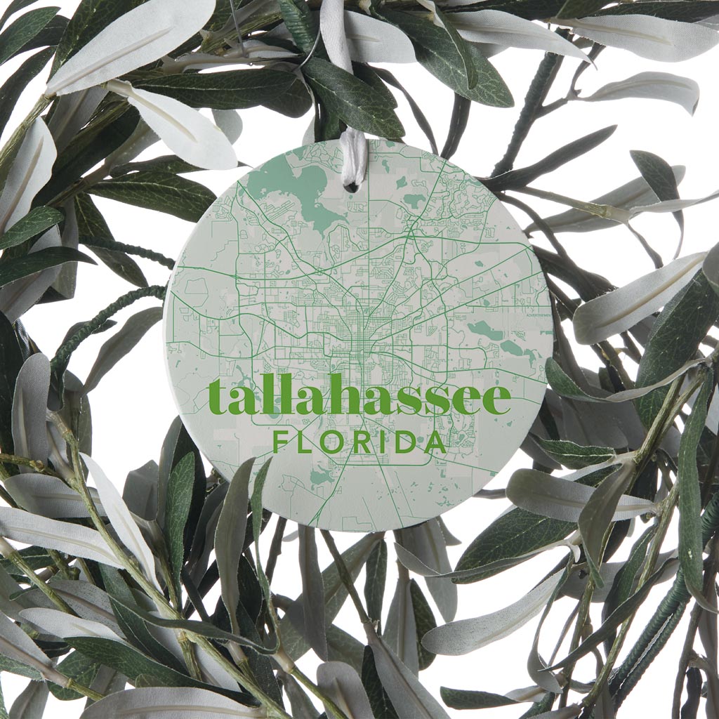 Bright Modern Green Map Florida Tallahassee| Wood Ornament | Eaches | Min 6