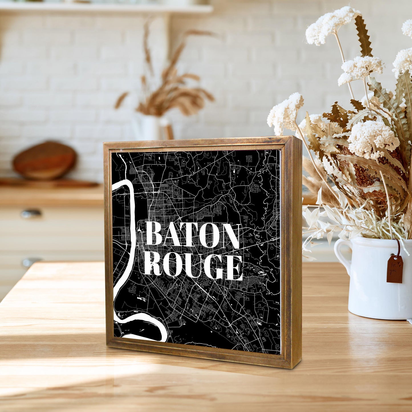 Minimalistic Baton Rouge Black Map | Wood Sign | Eaches | Min 1