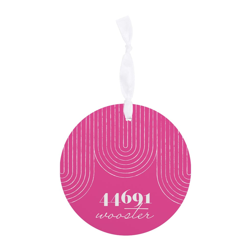 Bright Modern City Zip On Pink Ohio Wooster | Wood Ornament | Eaches | Min 6