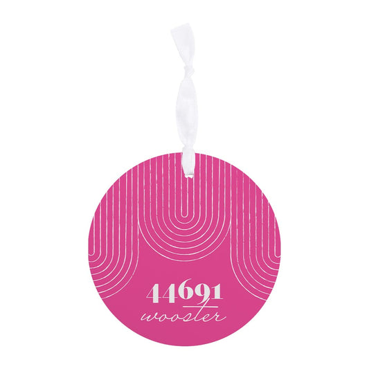 Bright Modern City Zip On Pink Ohio Wooster | Wood Ornament | Eaches | Min 6