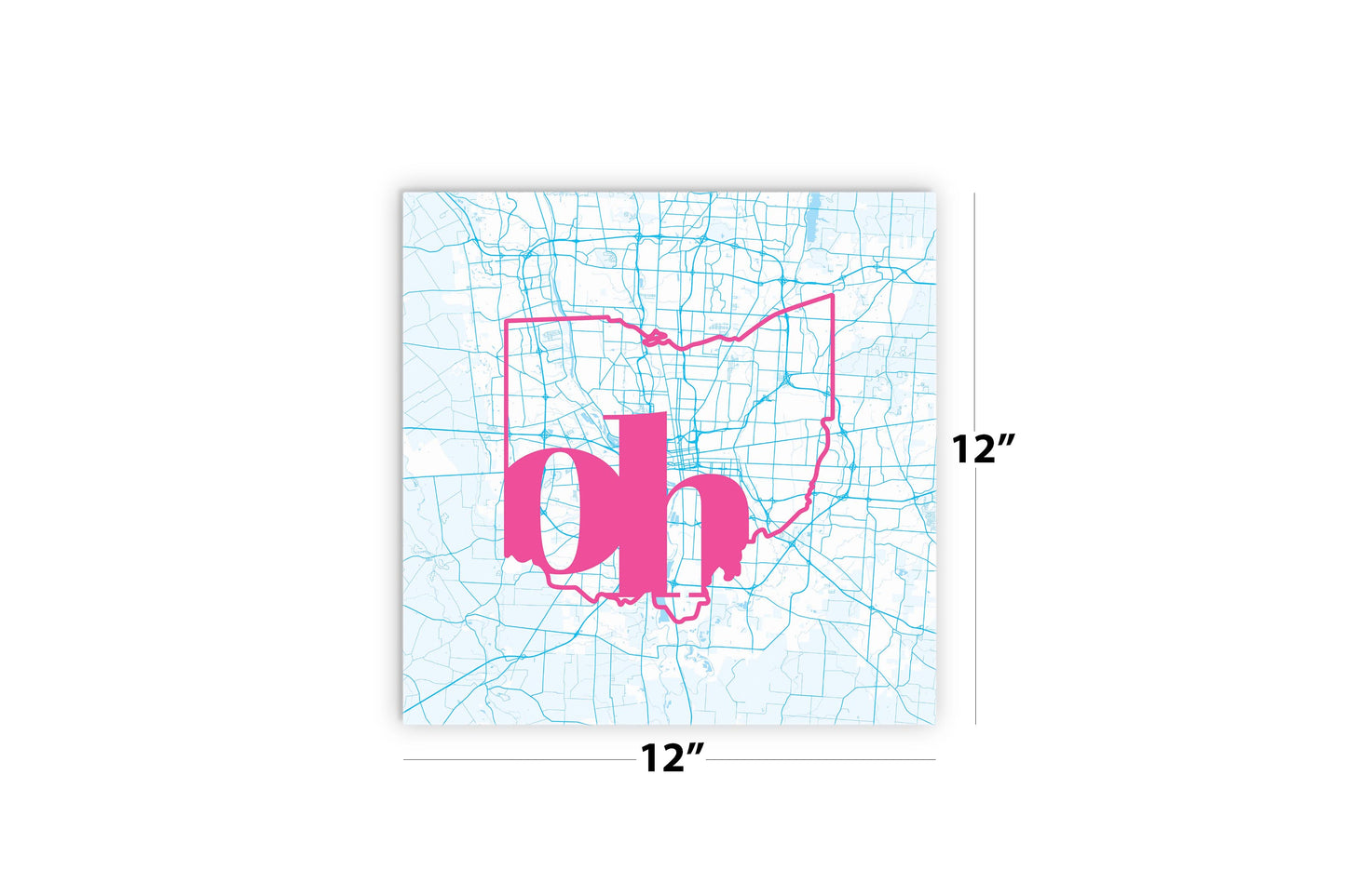 Bright Modern Abbreviated State Map Blue Ohio Columbus | Wood Sign | Eaches | Min 2