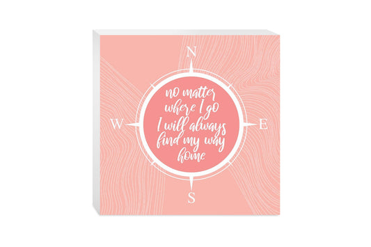 Boho Color Compass On Pink Quote | Wood Block | Eaches | Min 2