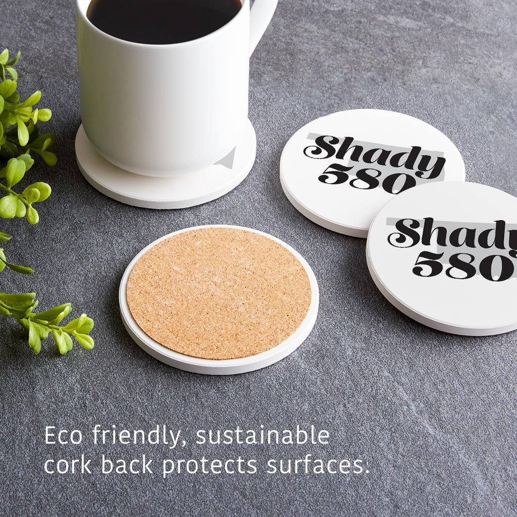 Minimalistic B&W Ardmore Ok Shady 580 White| Absorbent Coasters | Set of 4 | Min 2