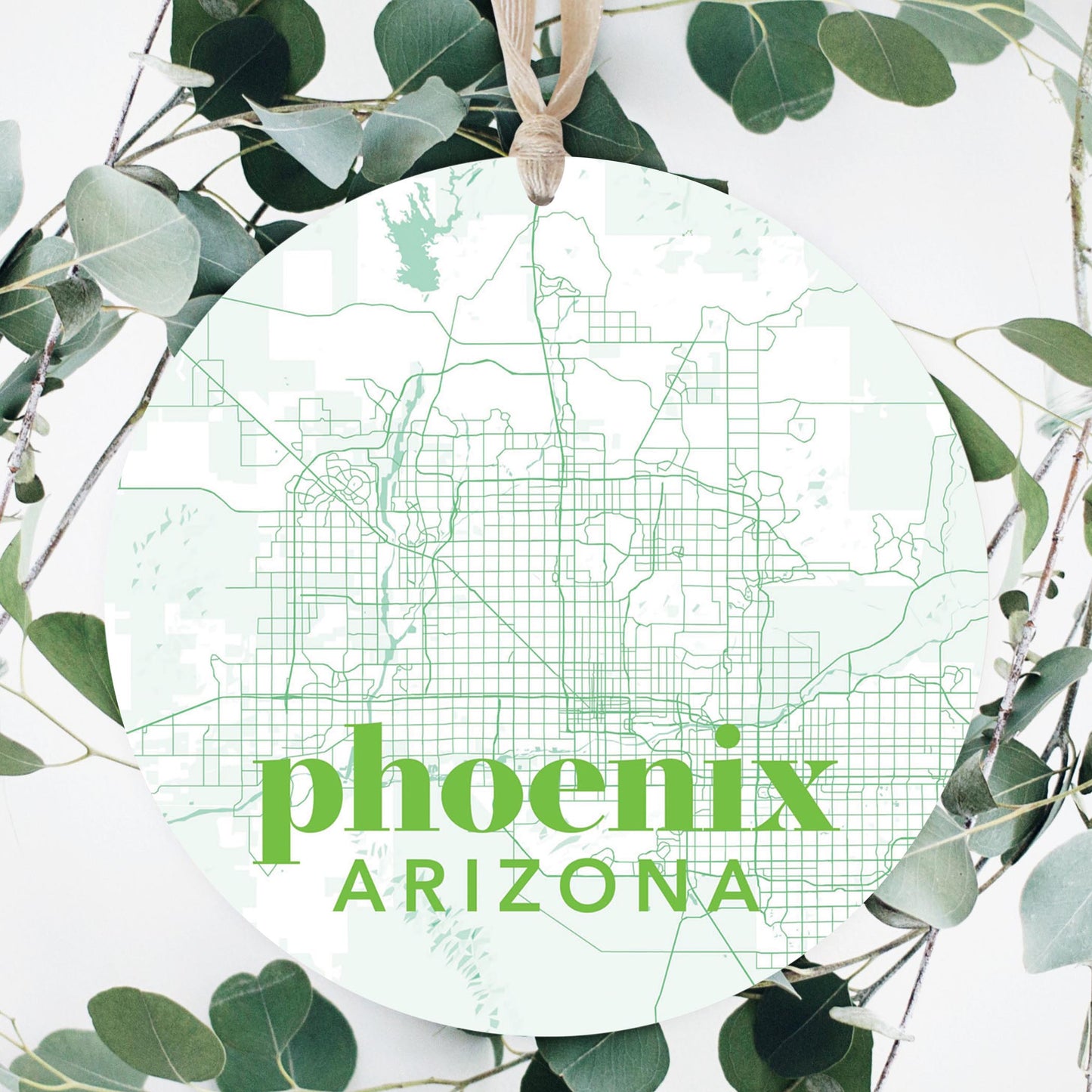 Bright Modern Green Map Arizona Phoenix | Wood Ornament | Eaches | Min 1