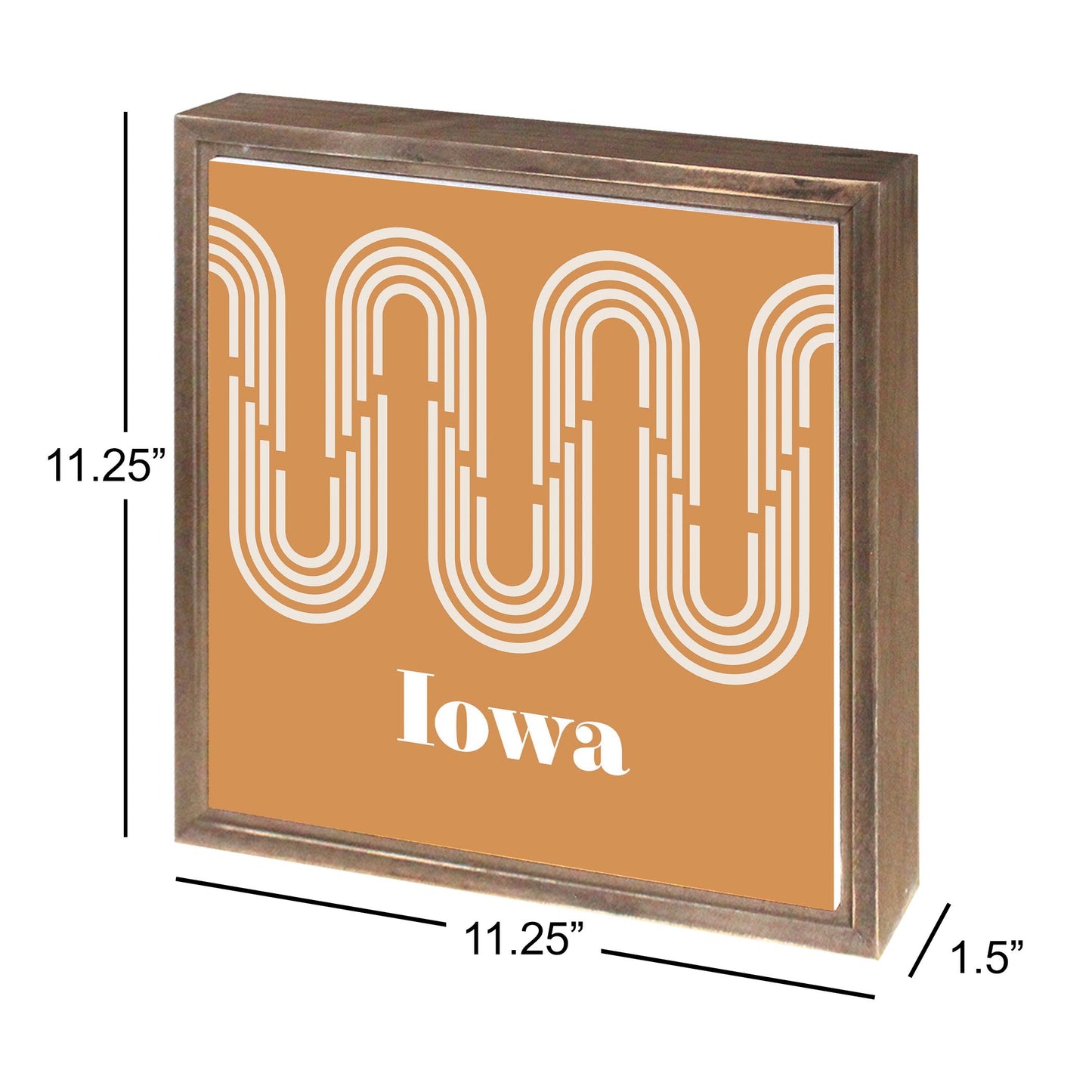 Vintage Groove Yellow Wave Lines Iowa | Wood Sign | Eaches | Min 1