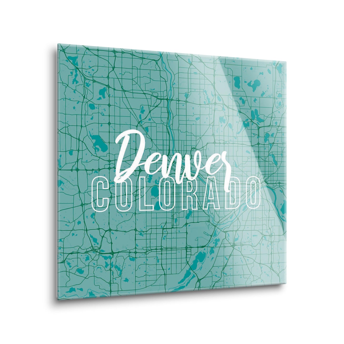 Boho Color Blue Map Colorado Denver | Hi-Def Glass Art | Eaches | Min 2