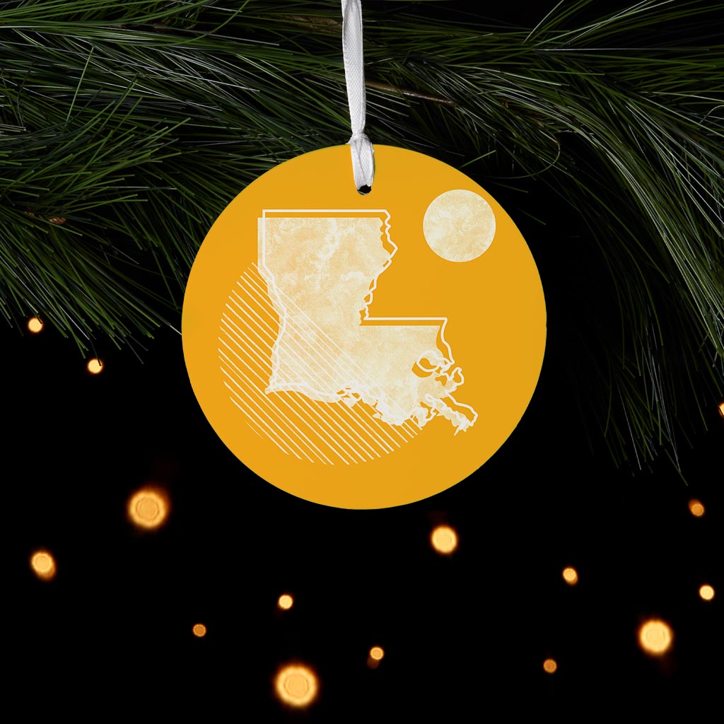 Bright Modern Geometric On Orange Louisiana | Wood Ornament | Eaches | Min 6